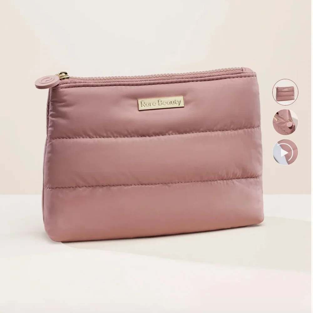 NWT Rare Beauty by Selena Gomez Puffy Makeup Bag in Mauve